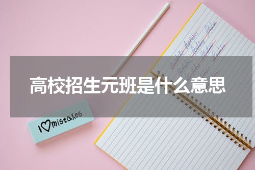 高校招生元班是什么意思