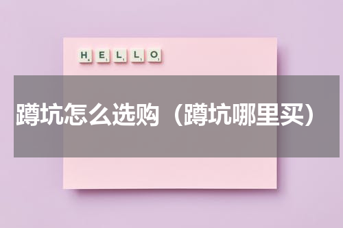 蹲坑怎么选购（蹲坑哪里买）